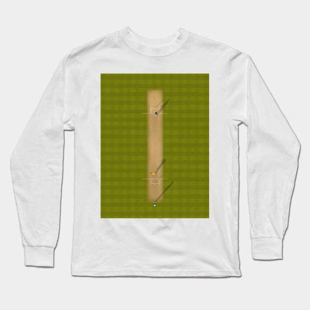 Cricket Pitch | Aerial Illustration Long Sleeve T-Shirt by From Above